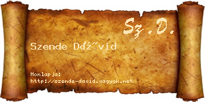 Szende Dávid névjegykártya