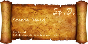 Szende Dávid névjegykártya